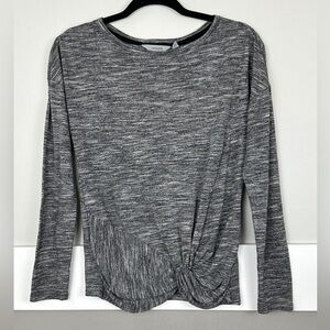 Athleta Grey Front Knot Long Sleeve Shirt Size XS Workout Activewear Pullover